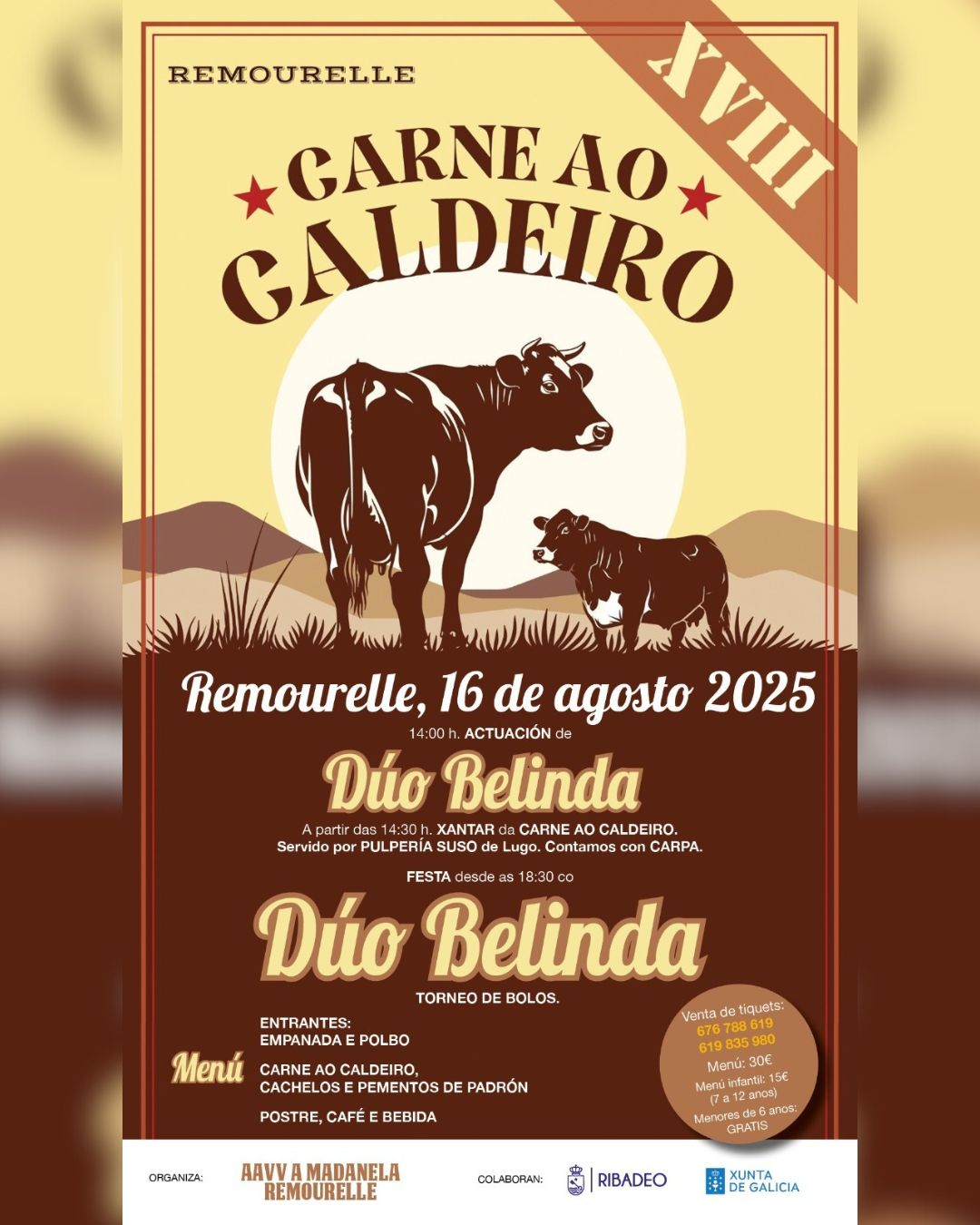 O 16 de agosto terá lugar en Remourelle a XVIII Festa da Carne ao Caldeiro cartel