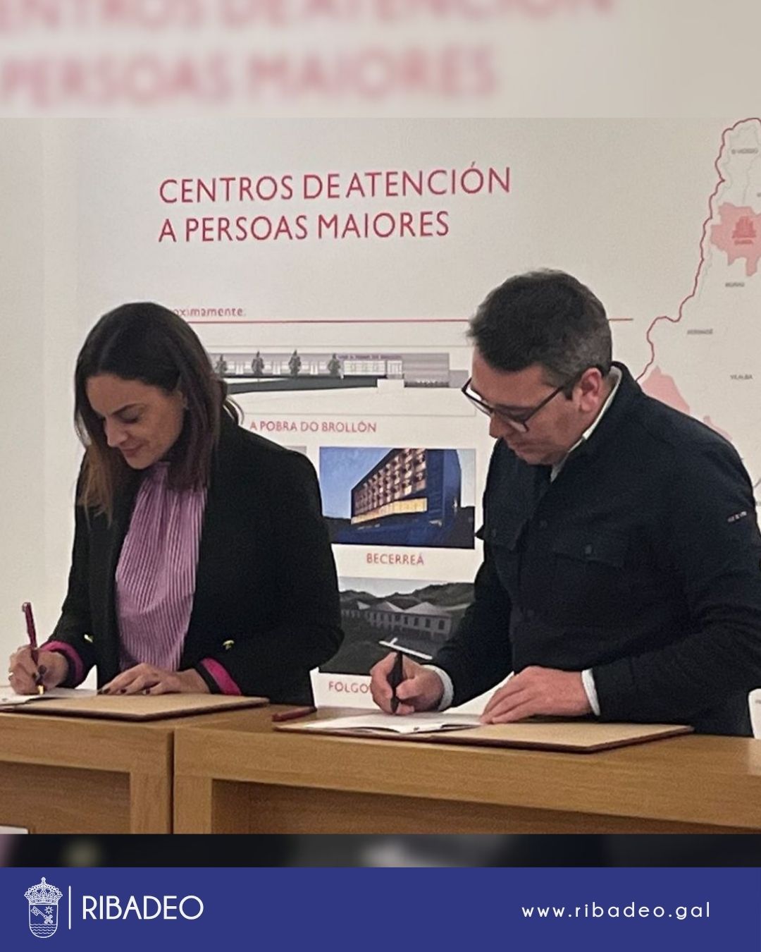Concello de Ribadeo e Deputación de Lugo asinaron hoxe o convenio polo que a institución provincial asume o 100% do financiamento da residencia de maiores.