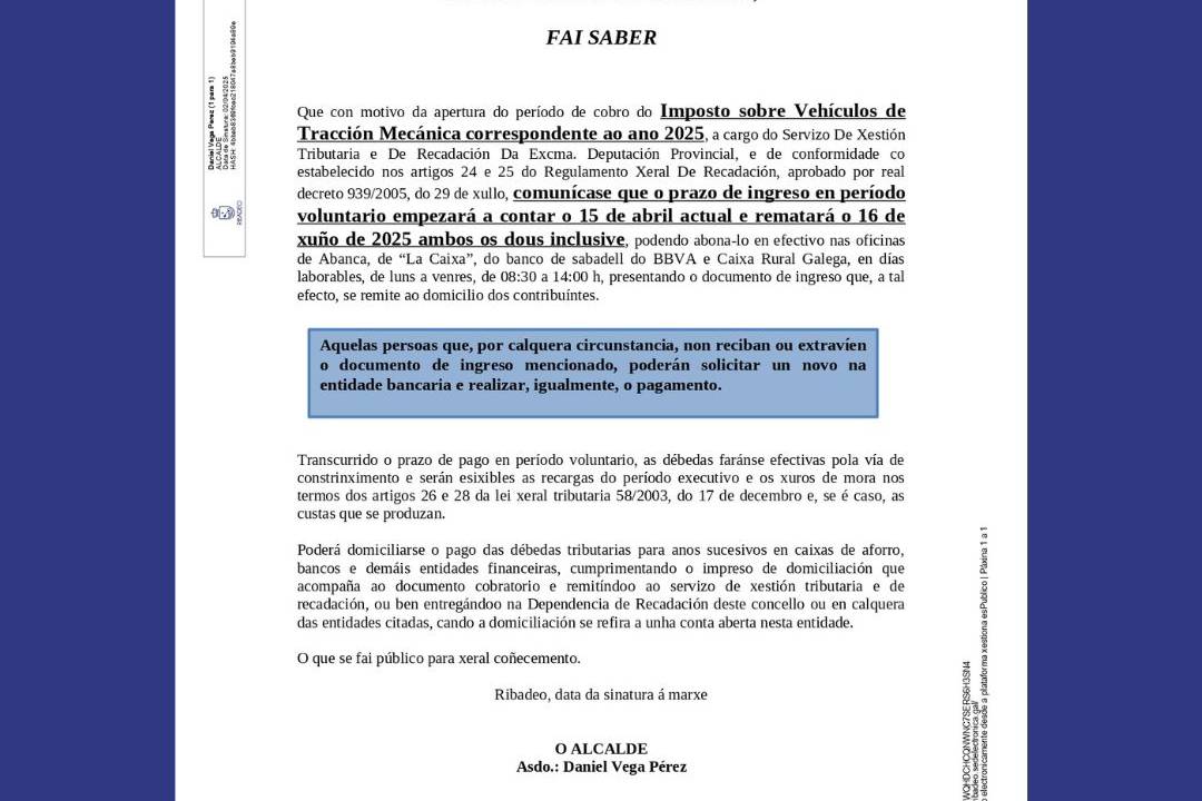 Bando Imposto sobre Vehículos Tracción Mecánica