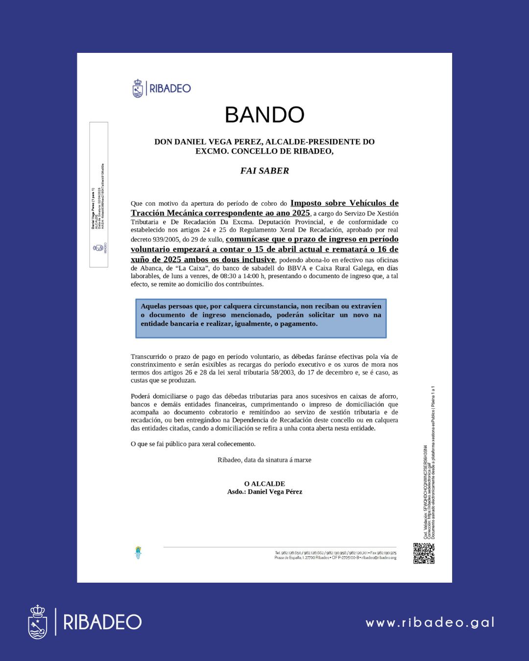 Bando Imposto sobre Vehículos Tracción Mecánica