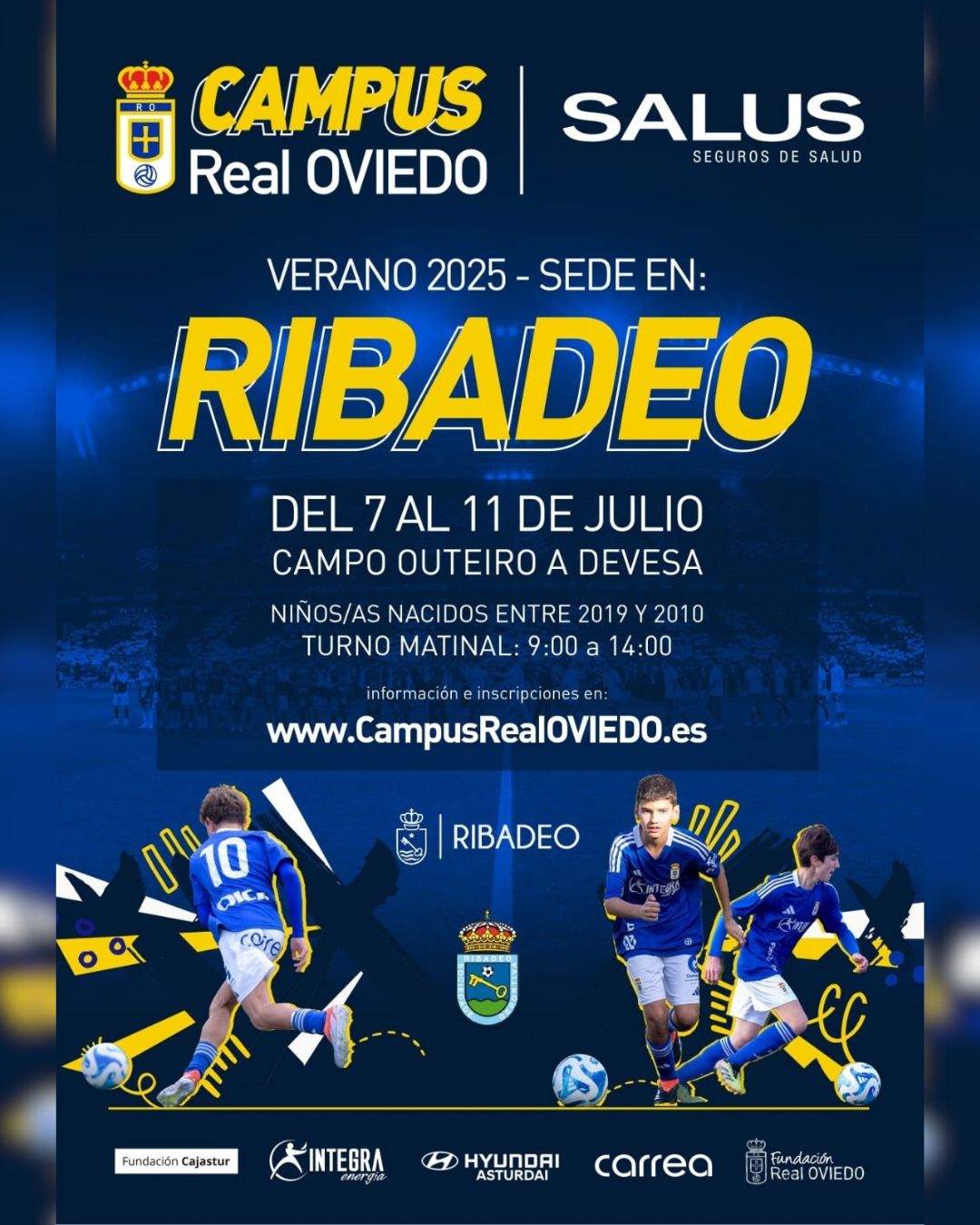 Do 7 ao 11 de xullo terá lugar en Ribadeo o Campus de Fútbol do Real Oviedo.