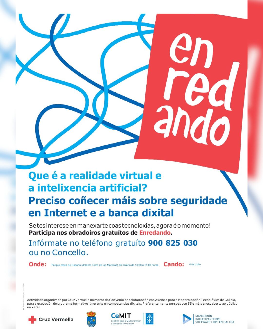 Mañá chega a Ribadeo o tour Enredando da Cruz Vermella, que estará no parque San Francisco.