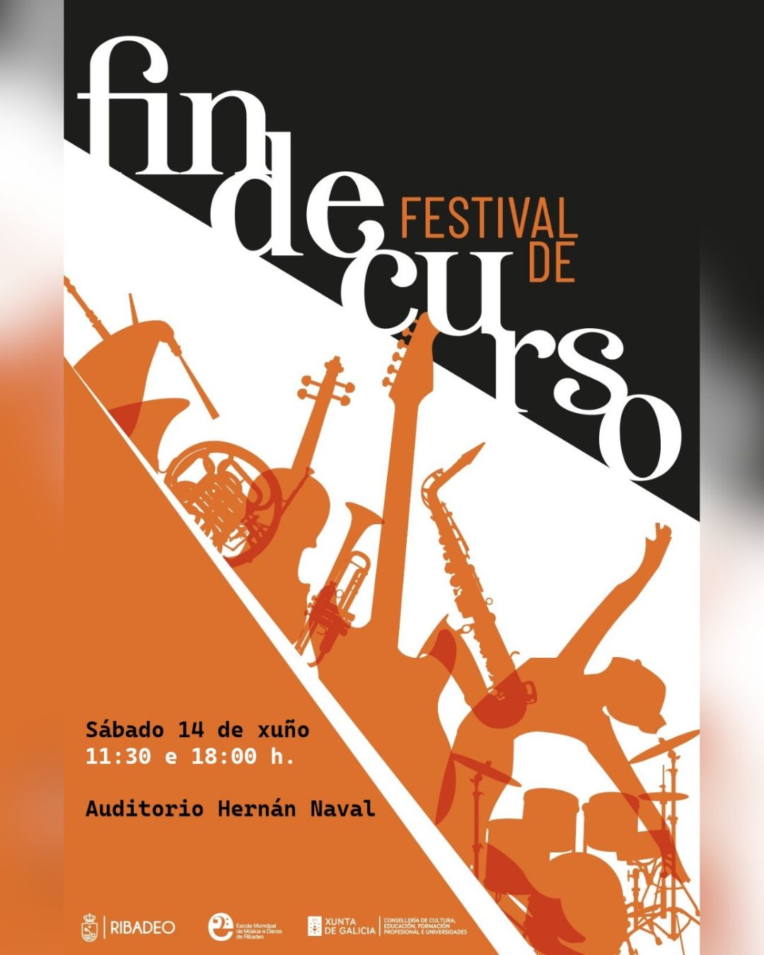 A EMMeD de Ribadeo celebra o seu Festival Fin de Curso este sábado, 14 de xuño, no Auditorio Municipal Hernán Naval.