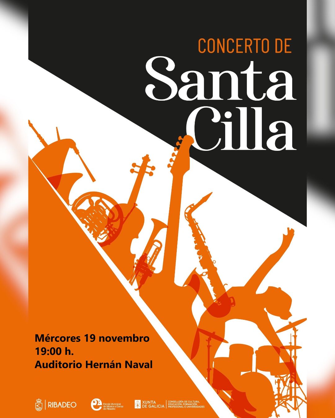 A Escola Municipal de M&uacute;sica e Danza de Ribadeo celebra Santa Cecilia o 19 de novembro.