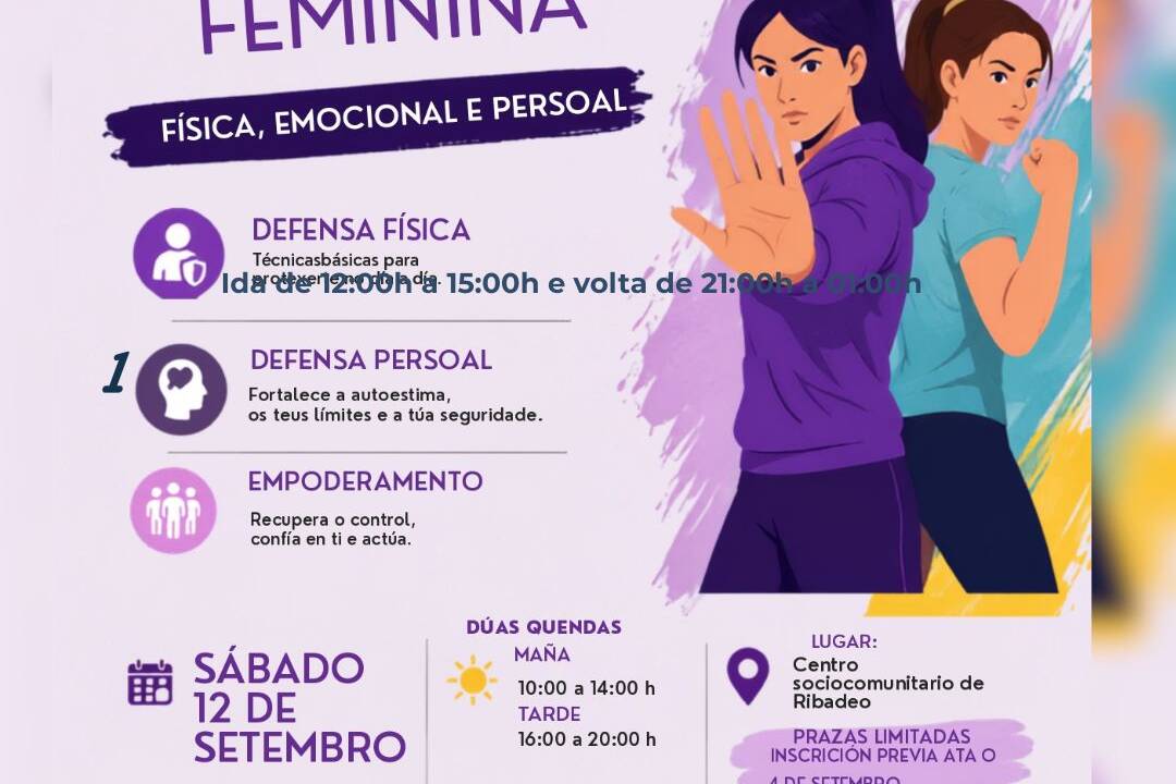 Ribadeo organiza un curso de defensa persoal feminina, que terá lugar o 12 de setembro. A inscrición está aberta.